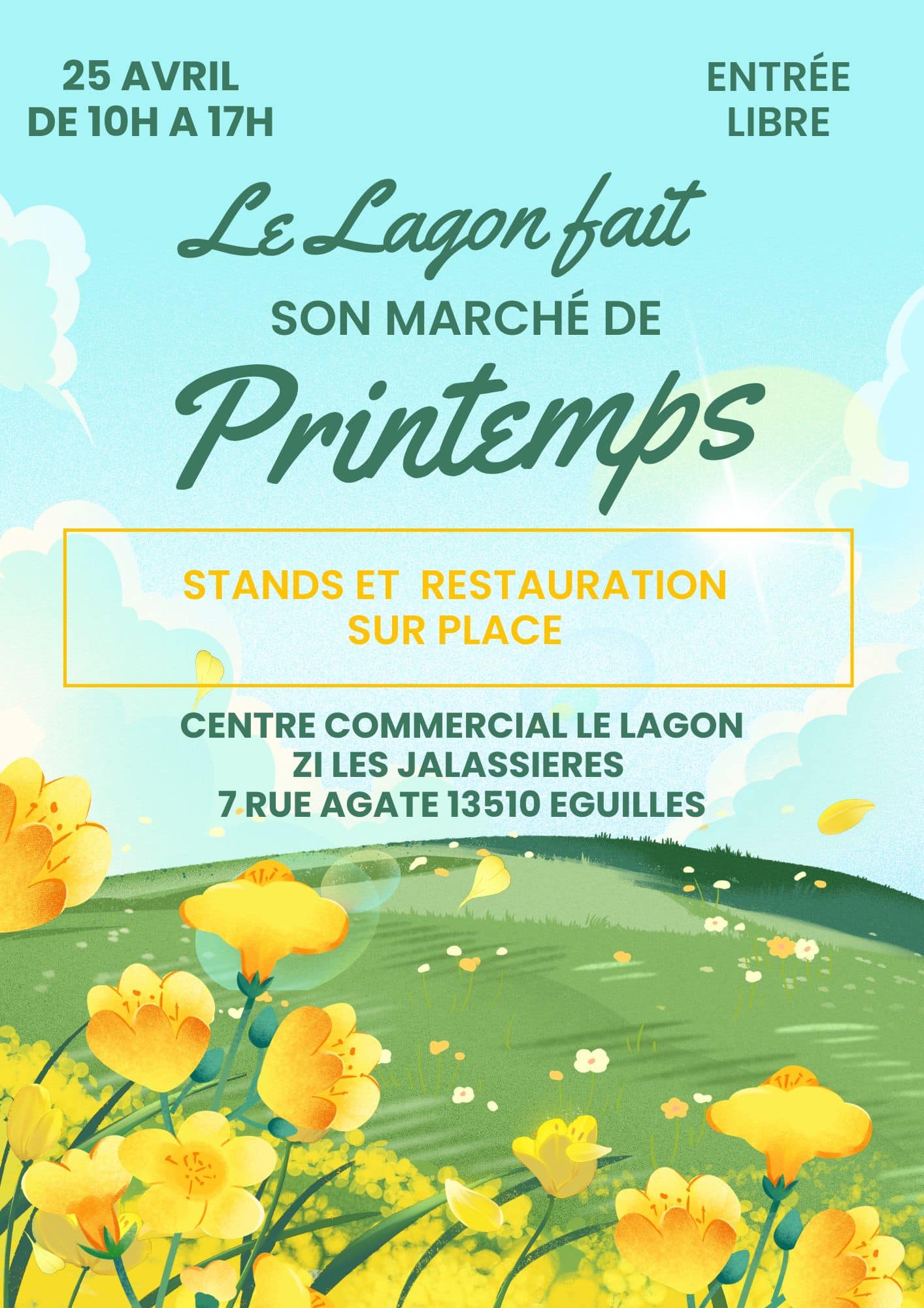 Flyer évènement Fête du Printemps Floral Illustré Jaune Coloré - 1
