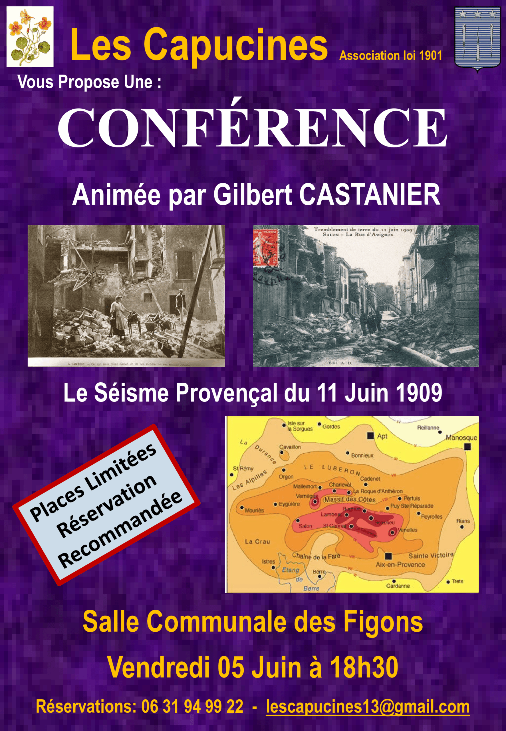 Affiche Conference G Castanier 05 Juin Seisme 1909